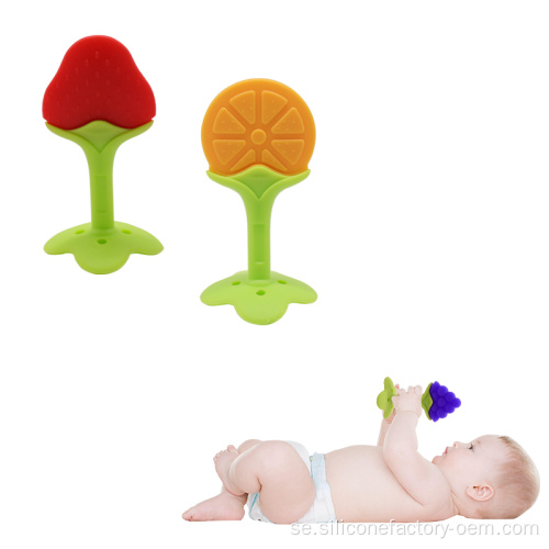 Silikonblomma form baby tandlek leksak mjuk molär